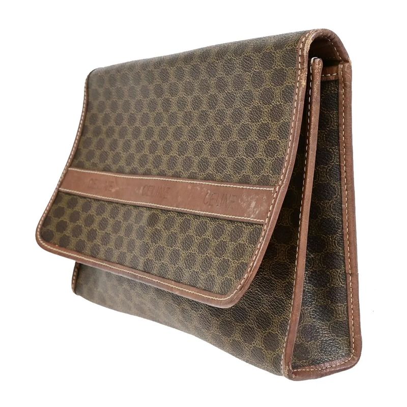Celine Clutch Bag Macadam Second Bag Brown 07bs049