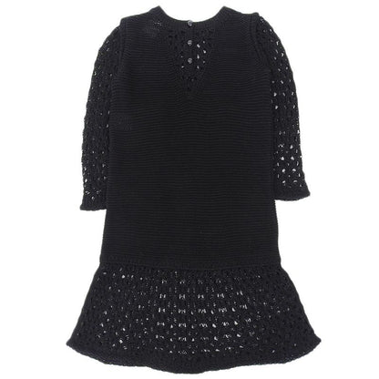 Chanel Knit 4 Pockets Knee Length Dress Women Cotton Black 36 P49313k06205 36