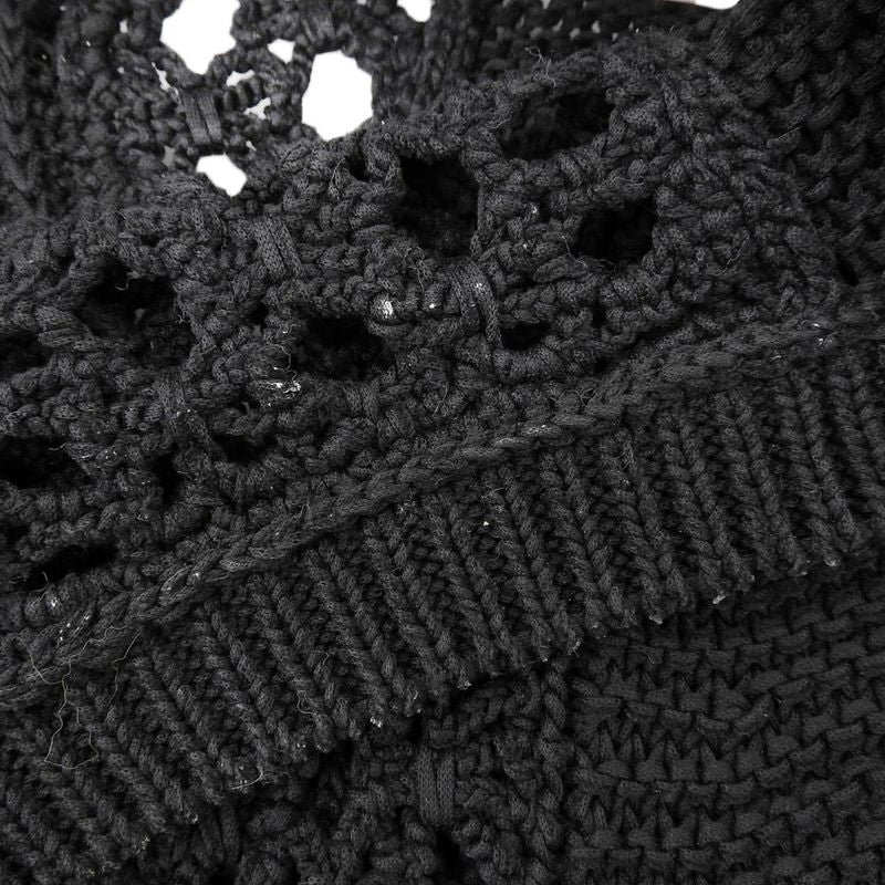 Chanel Knit 4 Pockets Knee Length Dress Women Cotton Black 36 P49313k06205 36