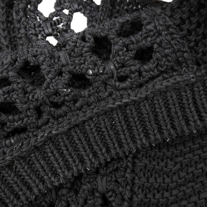 Chanel Knit 4 Pockets Knee Length Dress Women Cotton Black 36 P49313k06205 36