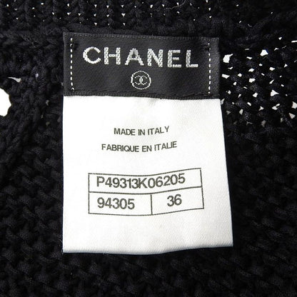 Chanel Knit 4 Pockets Knee Length Dress Women Cotton Black 36 P49313k06205 36