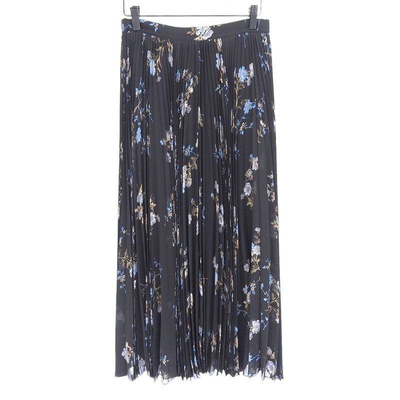 Celine Beautiful Silk Flower Sheer Pleated Skirt Women Black 36 2j369800t.96nb
