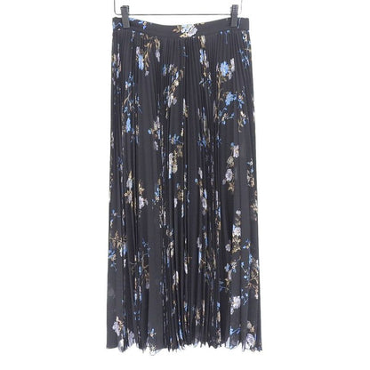 Celine Beautiful Silk Flower Sheer Pleated Skirt Women Black 36 2j369800t.96nb