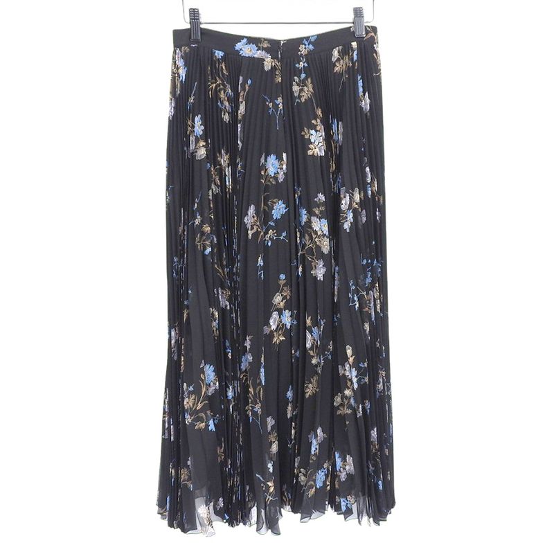 Celine Beautiful Silk Flower Sheer Pleated Skirt Women Black 36 2j369800t.96nb
