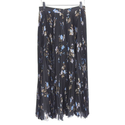 Celine Beautiful Silk Flower Sheer Pleated Skirt Women Black 36 2j369800t.96nb