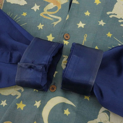 Gucci Stain Docking Satin Docking Shirt Top Men's Navy 44 595375 44