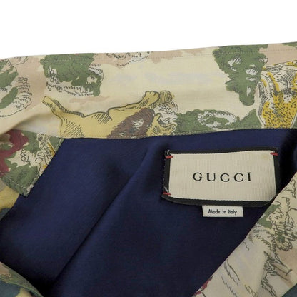Gucci Stain Docking Satin Docking Shirt Top Men's Navy 44 595375 44