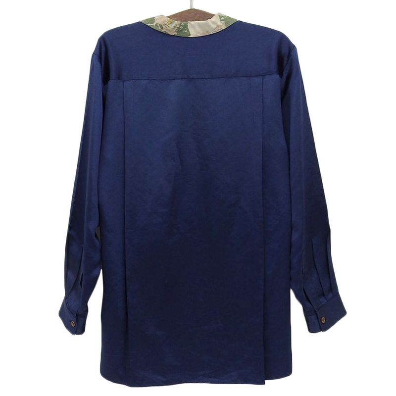 Gucci Stain Docking Satin Docking Shirt Top Men's Navy 44 595375 44