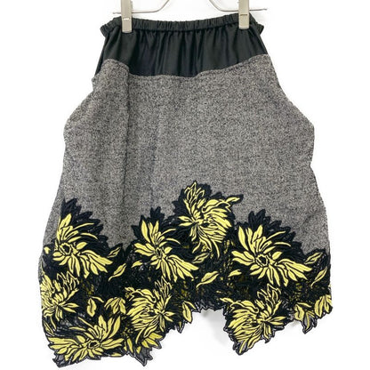 Louis Vuitton Gray 21AW Rw212b HO4 Fljb99 Tweed Flower Embroidered Skirt 36