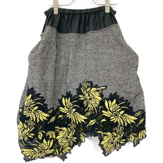 Louis Vuitton Gray 21AW Rw212b HO4 Fljb99 Tweed Flower Embroidered Skirt 36