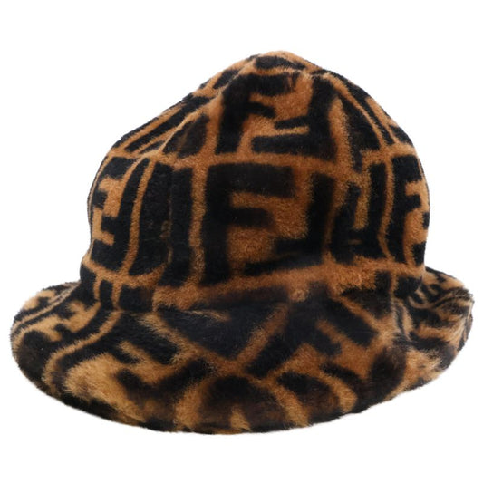 FendiGenuine Fxq632 A401 Zucca Pattern Lamb Fur Hat M