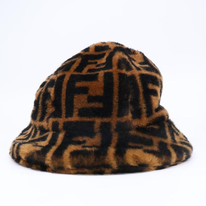 FendiGenuine Fxq632 A401 Zucca Pattern Lamb Fur Hat M