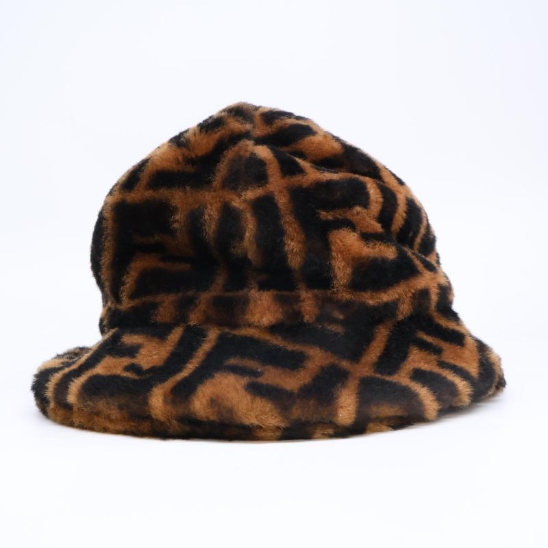 FendiGenuine Fxq632 A401 Zucca Pattern Lamb Fur Hat M