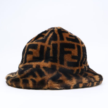 FendiGenuine Fxq632 A401 Zucca Pattern Lamb Fur Hat M