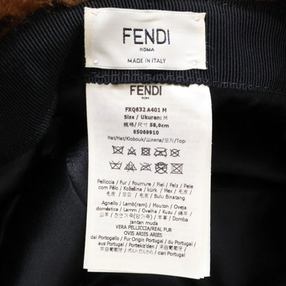 FendiGenuine Fxq632 A401 Zucca Pattern Lamb Fur Hat M