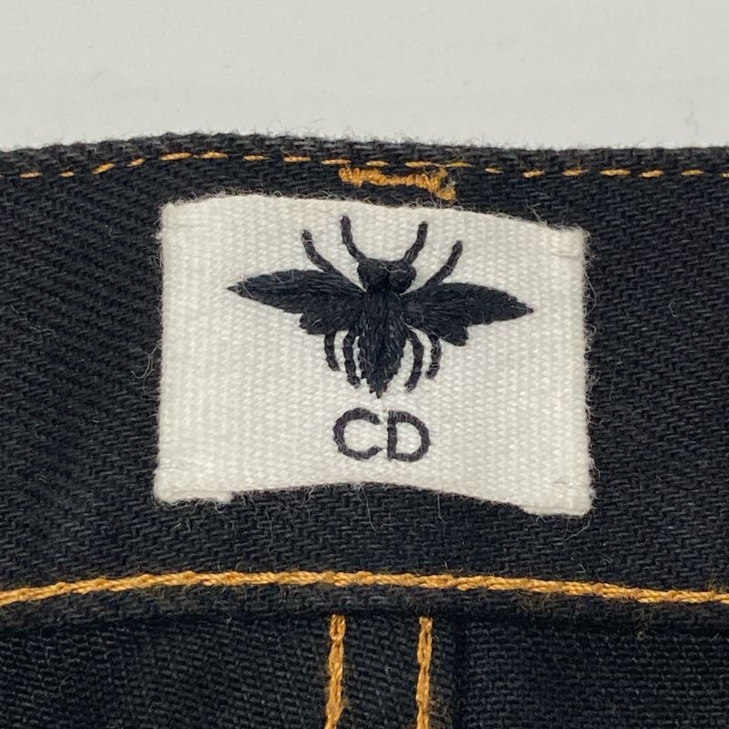 Christian DIOR Black BEE Tag Button Fly Cropped Denim Pants 38