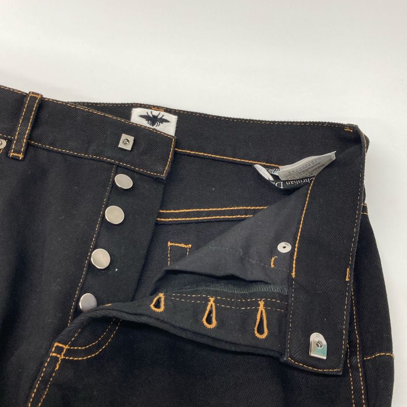 Christian DIOR Black BEE Tag Button Fly Cropped Denim Pants 38