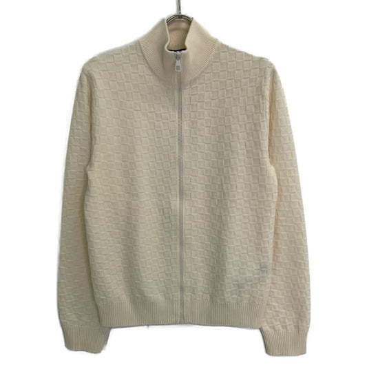 Louis Vuitton Rm212q VOR Hjn41w White Damier Knit Zip-up Cardigan XS