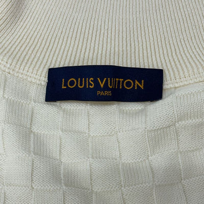 Louis Vuitton Rm212q VOR Hjn41w White Damier Knit Zip-up Cardigan XS