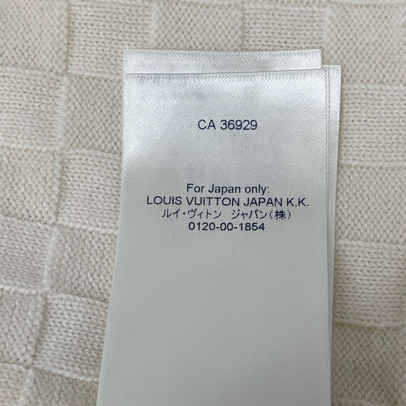 Louis Vuitton Rm212q VOR Hjn41w White Damier Knit Zip-up Cardigan XS