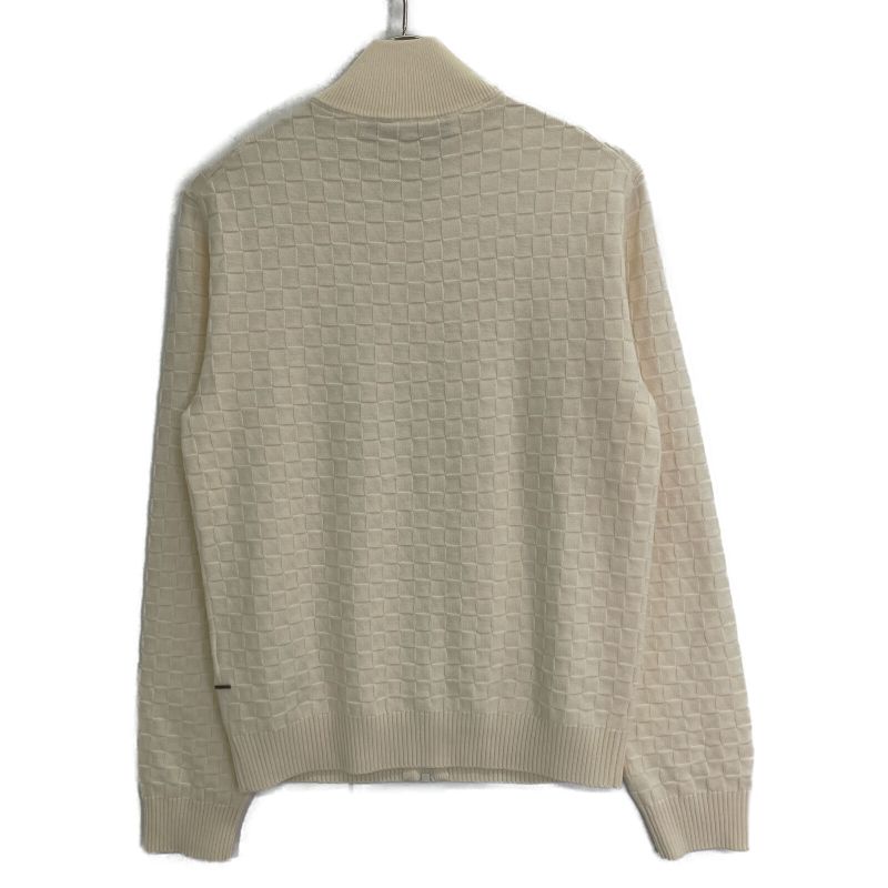 Louis Vuitton Rm212q VOR Hjn41w White Damier Knit Zip-up Cardigan XS
