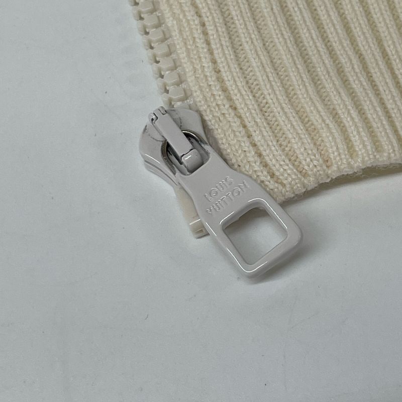 Louis Vuitton Rm212q VOR Hjn41w White Damier Knit Zip-up Cardigan XS