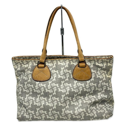 Celine Sulky Handbag Gray White And Light Brown Leather