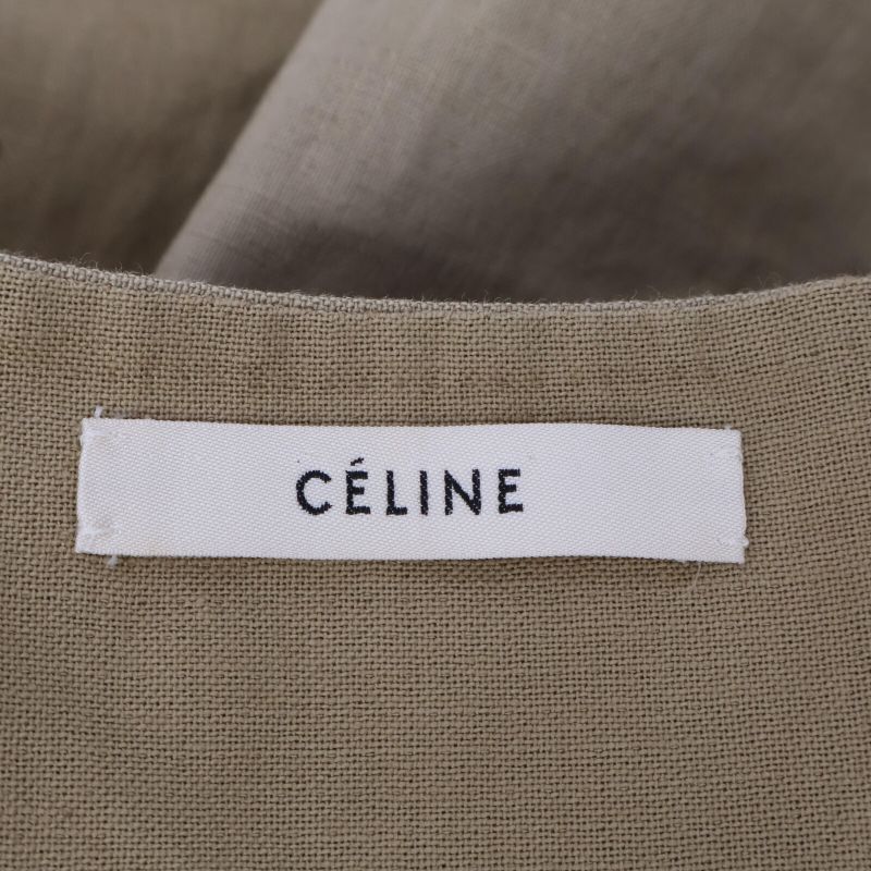 Celine 2 6o05/5124 Beige Linen Cotton Sleeveless Wrap Belted Jacket 38