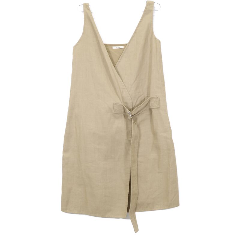 Celine 2 6o05/5124 Beige Linen Cotton Sleeveless Wrap Belted Jacket 38