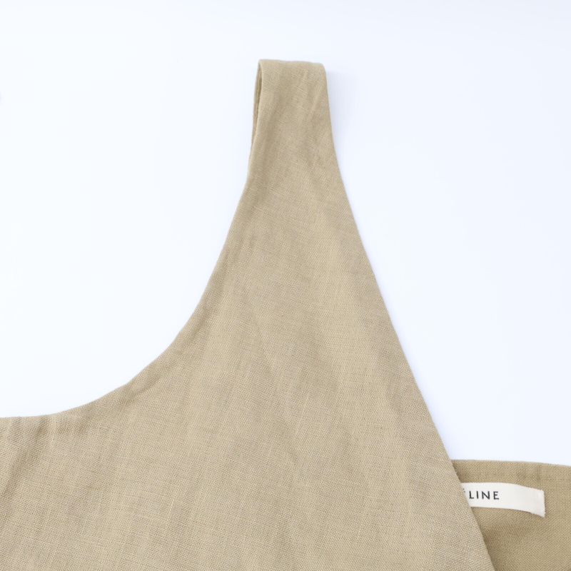 Celine 2 6o05/5124 Beige Linen Cotton Sleeveless Wrap Belted Jacket 38