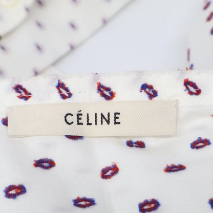Celine 2 0m36/6712 White Phoebe Period Dot Tuxedo Shirt 34