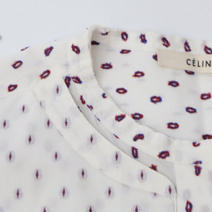 Celine 2 0m36/6712 White Phoebe Period Dot Tuxedo Shirt 34