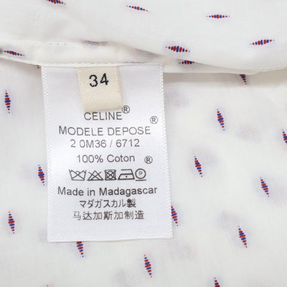 Celine 2 0m36/6712 White Phoebe Period Dot Tuxedo Shirt 34