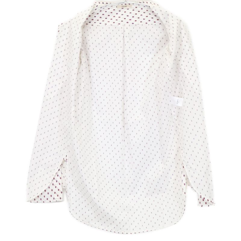 Celine 2 0m36/6712 White Phoebe Period Dot Tuxedo Shirt 34
