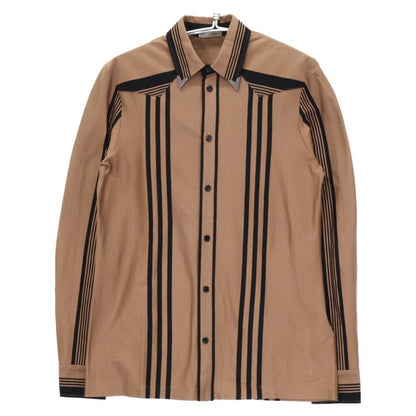 Bottega Veneta Brown 50924 Striped Western Shirt 46