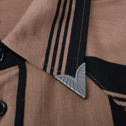 Bottega Veneta Brown 50924 Striped Western Shirt 46