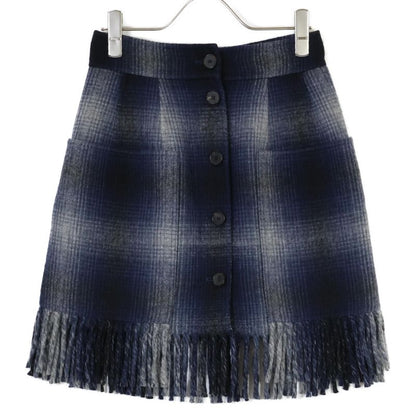 Christian DIOR Blue Checked Wool Skirt 050j40a1285 34