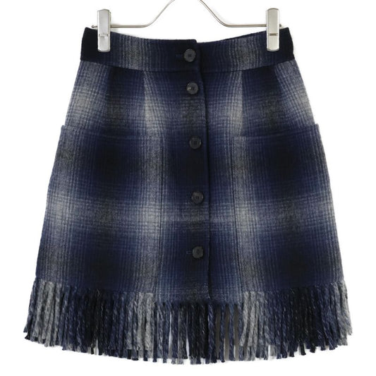Christian DIOR Blue Checked Wool Skirt 050j40a1285 34