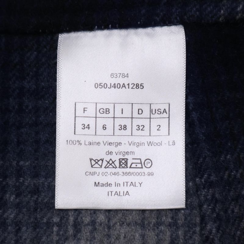 Christian DIOR Blue Checked Wool Skirt 050j40a1285 34