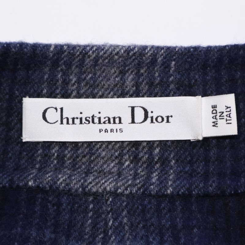 Christian DIOR Blue Checked Wool Skirt 050j40a1285 34