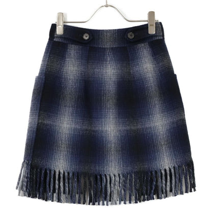 Christian DIOR Blue Checked Wool Skirt 050j40a1285 34