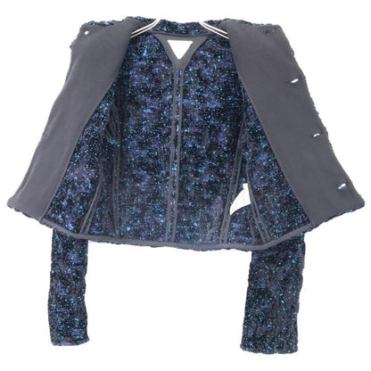 Bottega Veneta Black/blue 686158 Chenille Bouclé Jacket 38