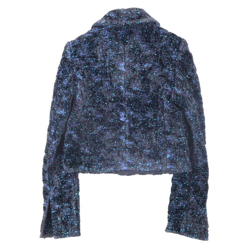 Bottega Veneta Black/blue 686158 Chenille Bouclé Jacket 38