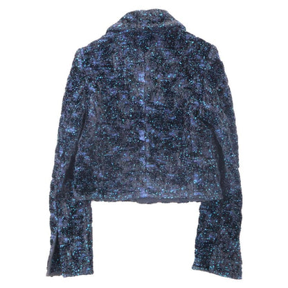 Bottega Veneta Black/blue 686158 Chenille Bouclé Jacket 38