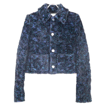 Bottega Veneta Black/blue 686158 Chenille Bouclé Jacket 38