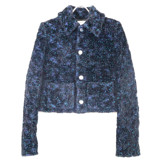 Bottega Veneta Black/blue 686158 Chenille Bouclé Jacket 38