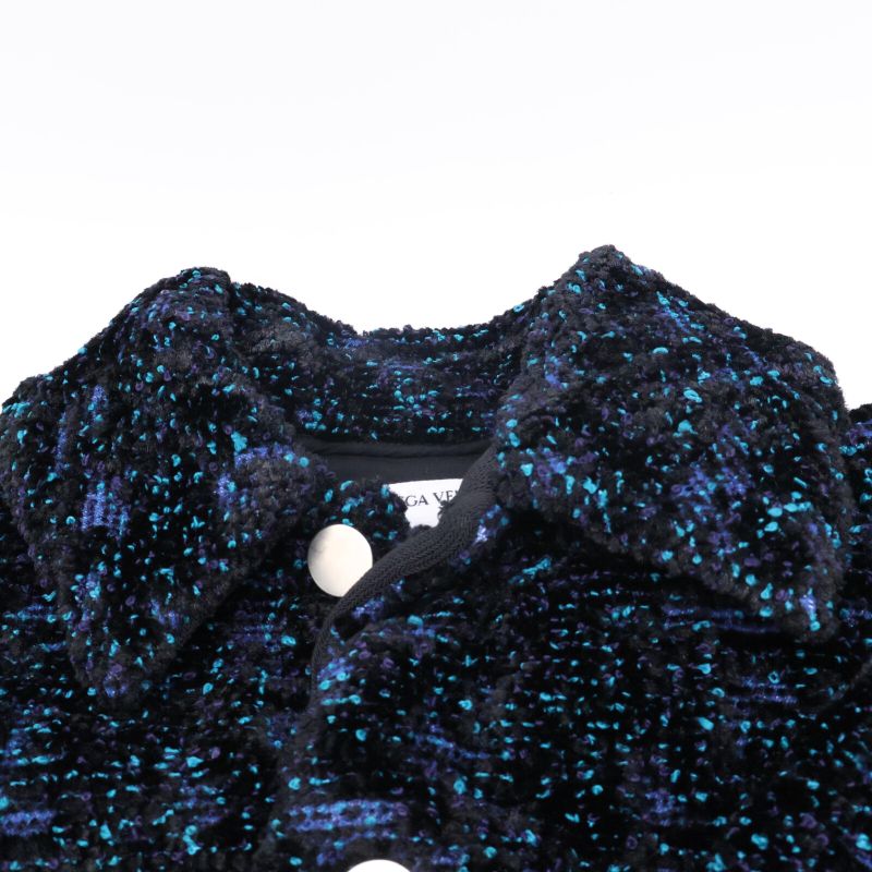 Bottega Veneta Black/blue 686158 Chenille Bouclé Jacket 38