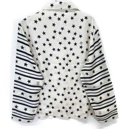 Louis Vuitton 22 Years White And Black Stars All Over Casual Shirt Fnbl38 36