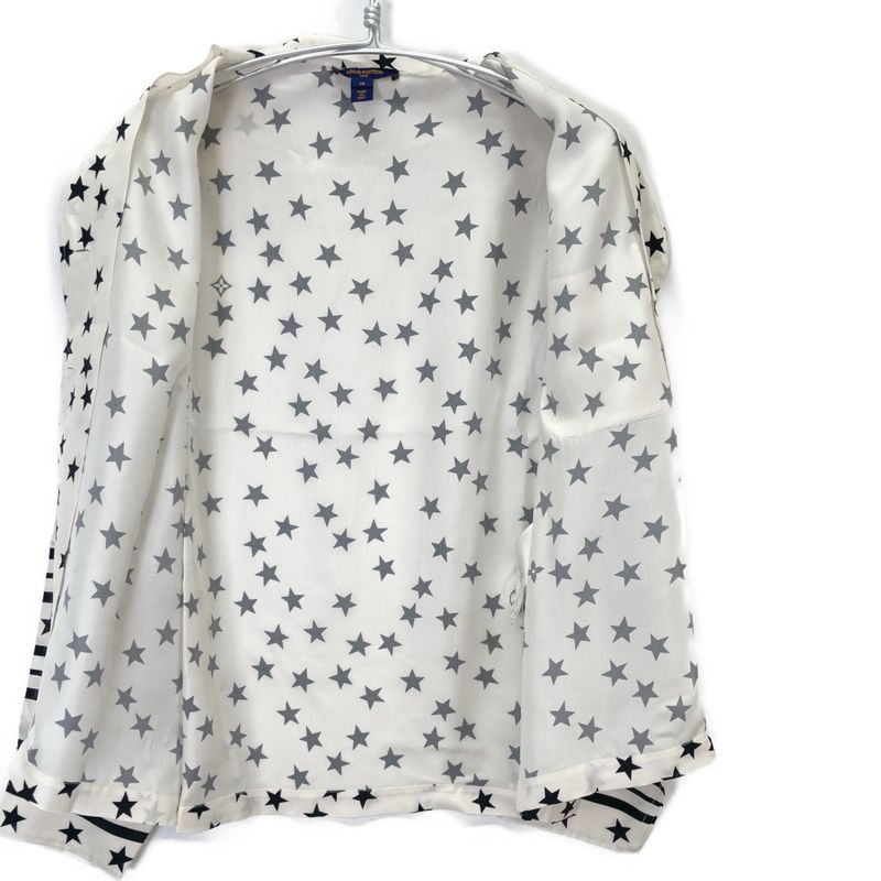Louis Vuitton 22 Years White And Black Stars All Over Casual Shirt Fnbl38 36