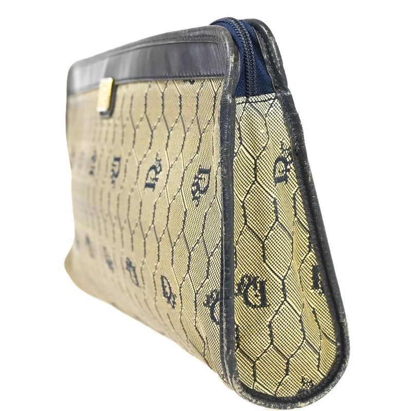 Christian DIOR Second Bag Clutch Bag Navy Vintage 07bs069